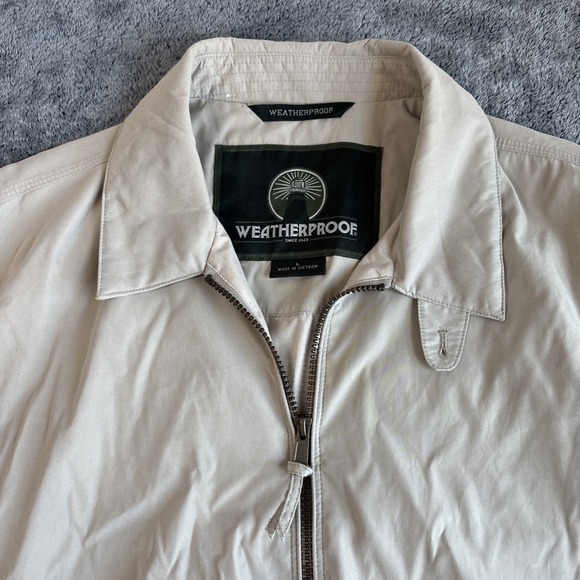 Weatherproof Lightweight Full Zip Jacket Men's L Beige Collared Bomber Coat - Picture 3 of 7